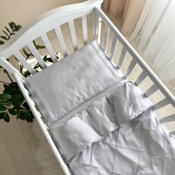 Set lenjerie de schimb pentru patut bebe 3 piese Velvet gri